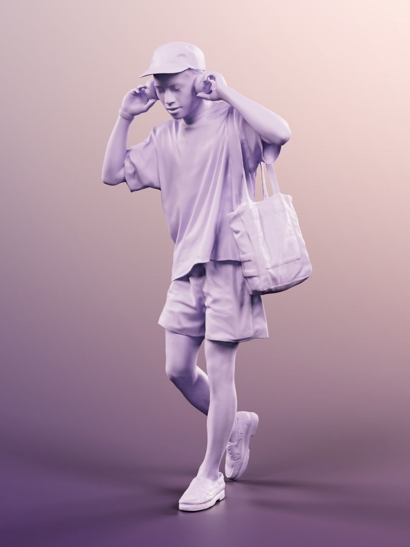 Ajay 11562 - Asian Man Walking Casually With Headphones  3D model_5