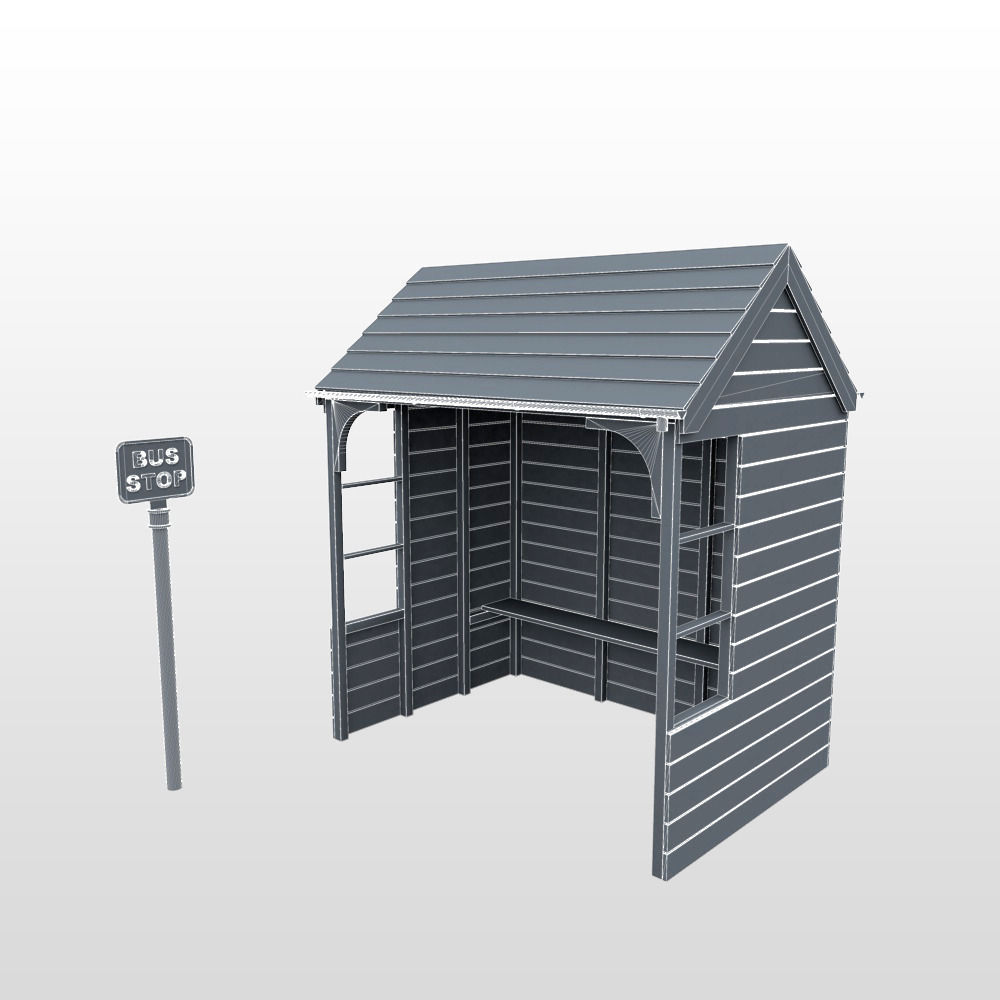 Rural Bus Shelter 3D model_3