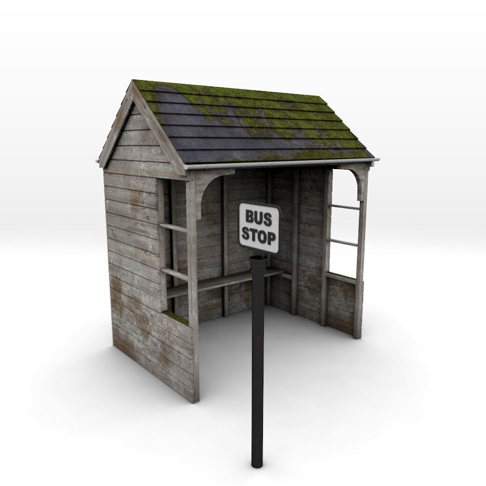 Rural Bus Shelter 3D model_1