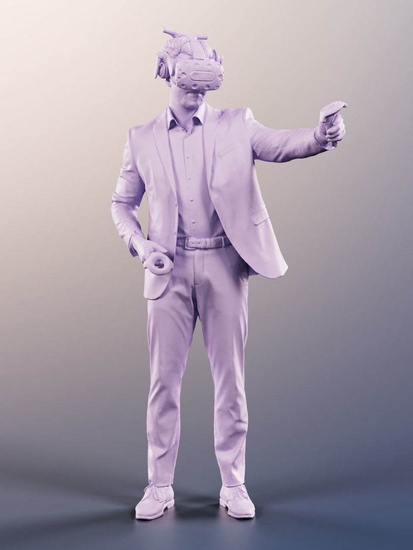 Kilian 11587 - Man In Blue Suit With VR Headset And Controller 3D model_4