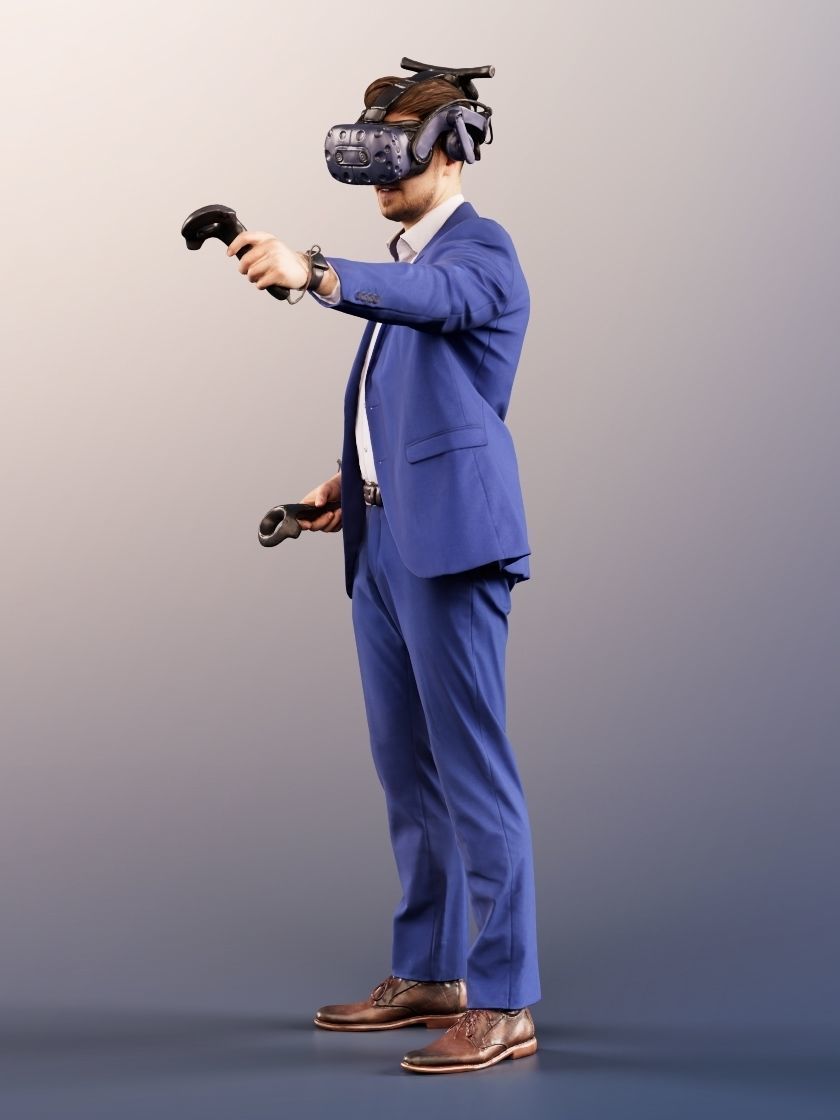Kilian 11587 - Man In Blue Suit With VR Headset And Controller 3D model_3