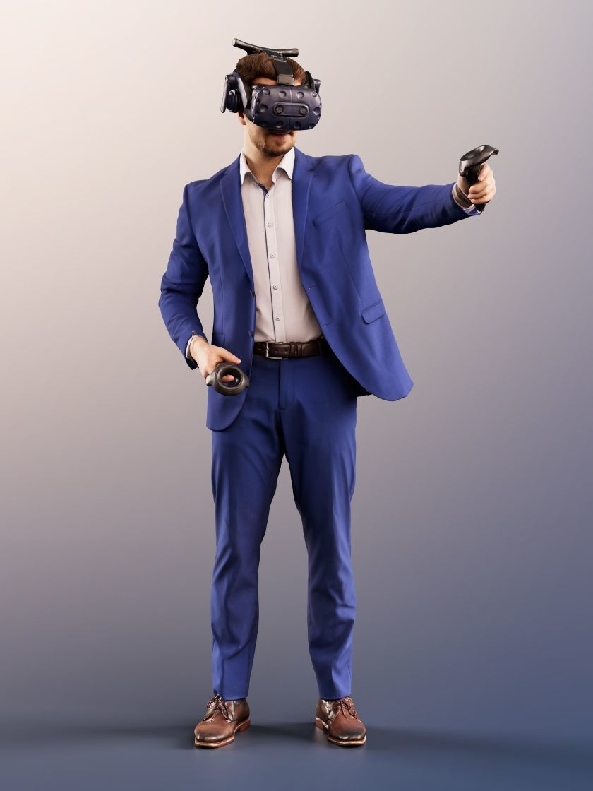 Kilian 11587 - Man In Blue Suit With VR Headset And Controller 3D model_2