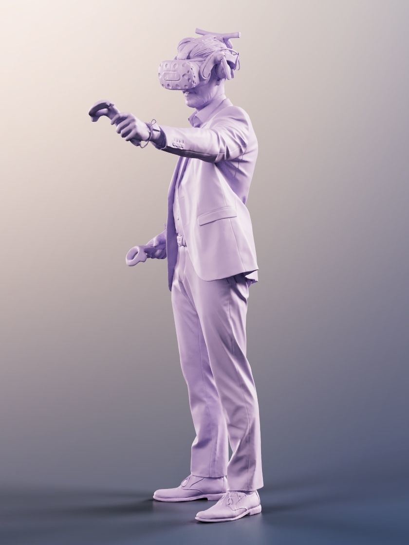 Kilian 11587 - Man In Blue Suit With VR Headset And Controller 3D model_5