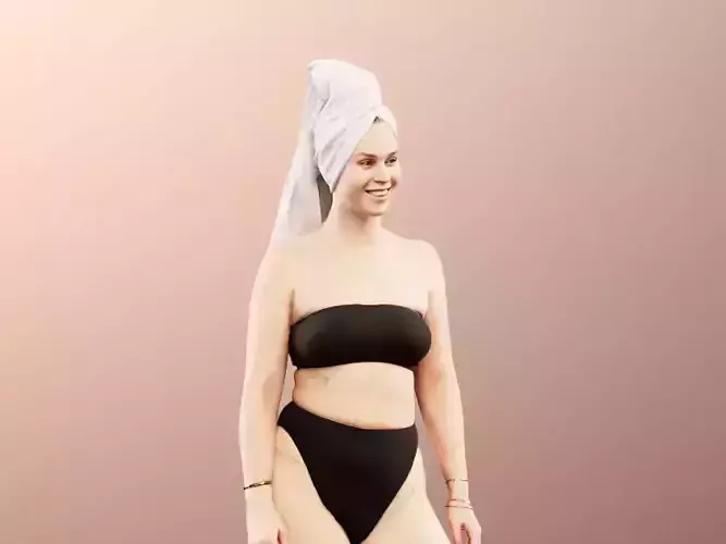 Marilyn 11617 - Young Woman In Bikini With Towel On Head