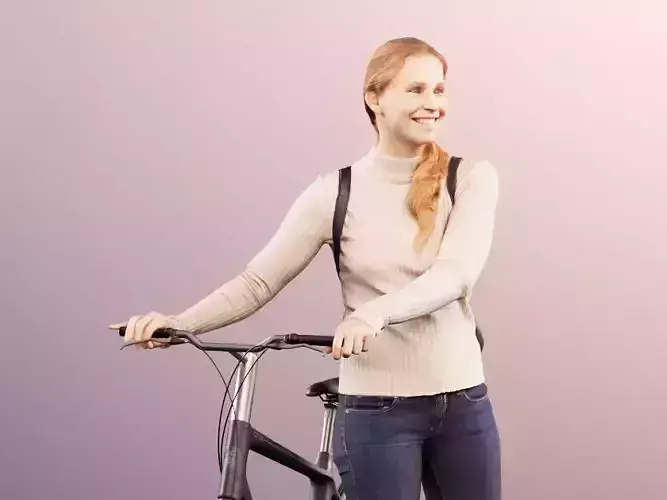 Summer 11668 - Casual Woman Pushing Her Bike With Bag 3D model Summer 11668 - Casual Woman Pushing Her Bike With Bag 3D model