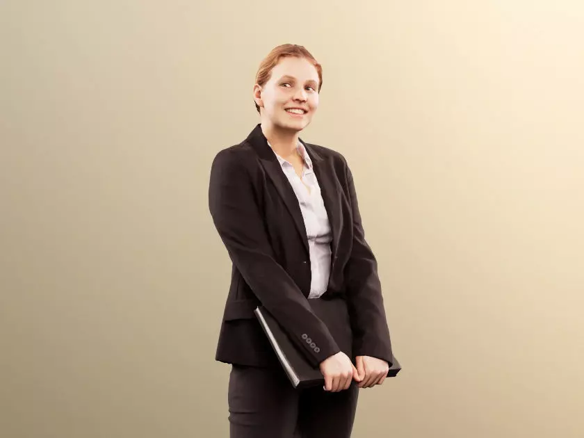 Summer 11673 - Business Woman standing with folder 3D model