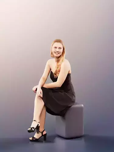 Summer 11674 - Elegant Woman Sitting Black Dress