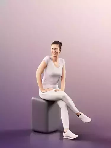 Vivian 11684 - Young Woman Sitting White Clothes