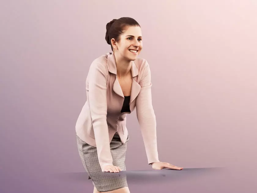 Vivian 11687 - Woman Standing Leaning On Desk 3D model_0