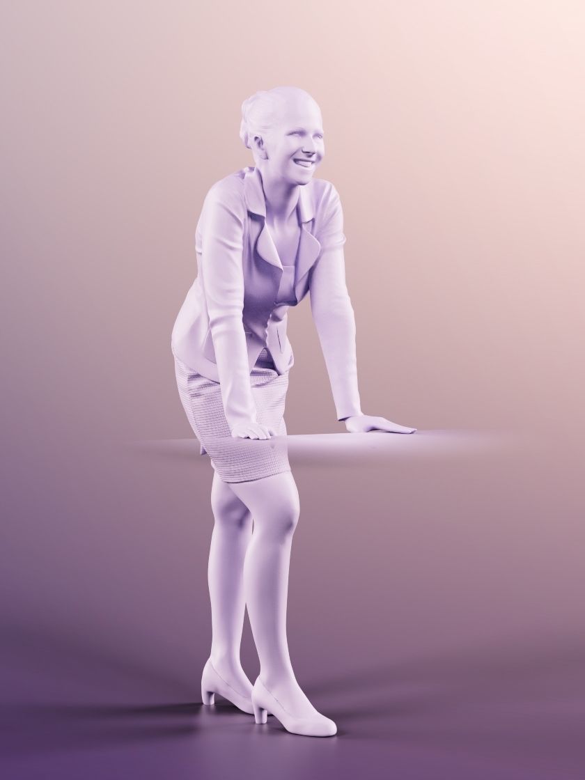 Vivian 11687 - Woman Standing Leaning On Desk 3D model_4