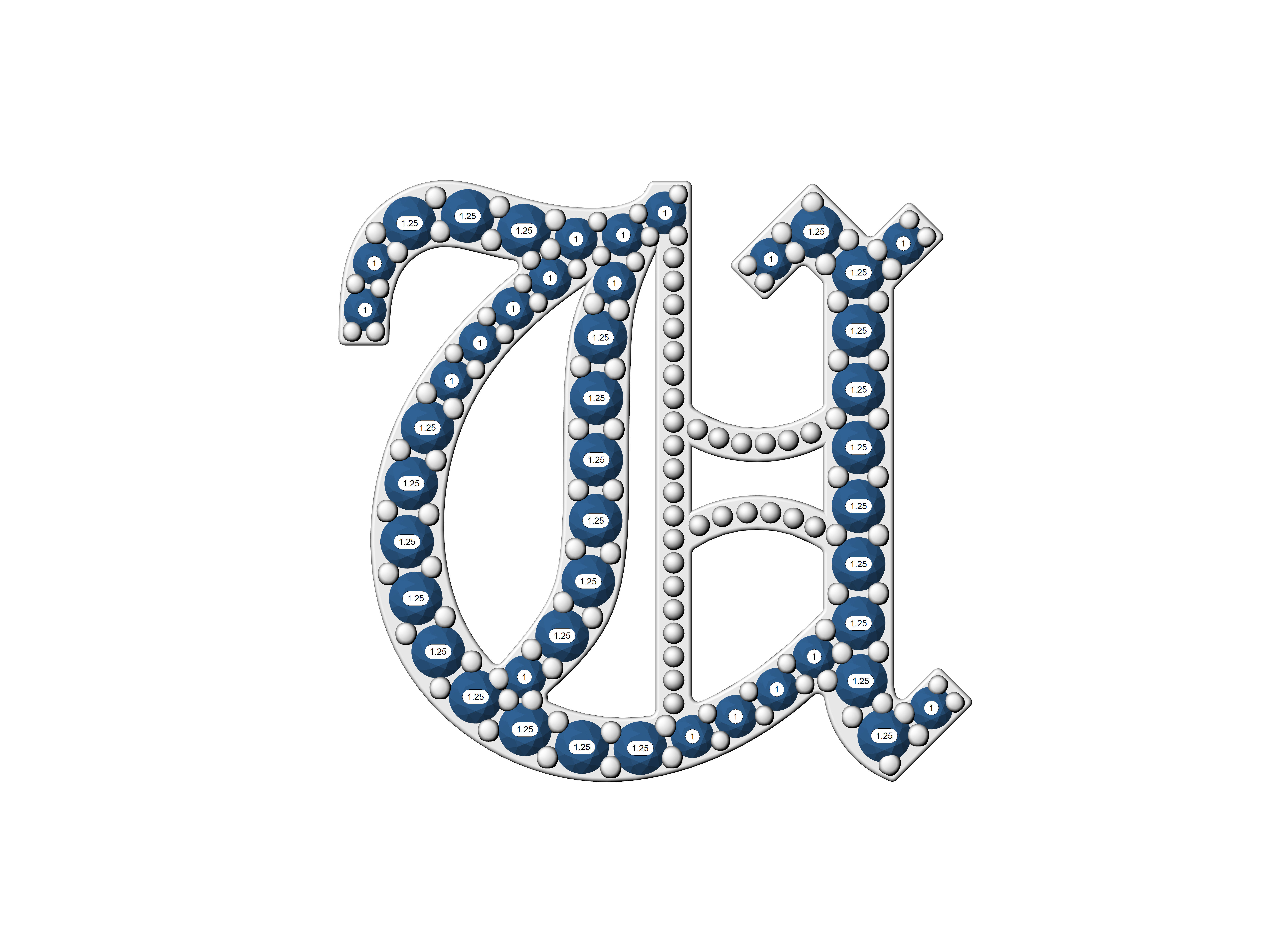 Old English U stone and solid V 2 3D print model_5