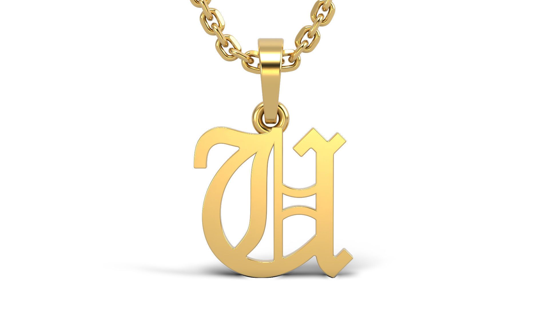 Old English U stone and solid V 2 3D print model_2