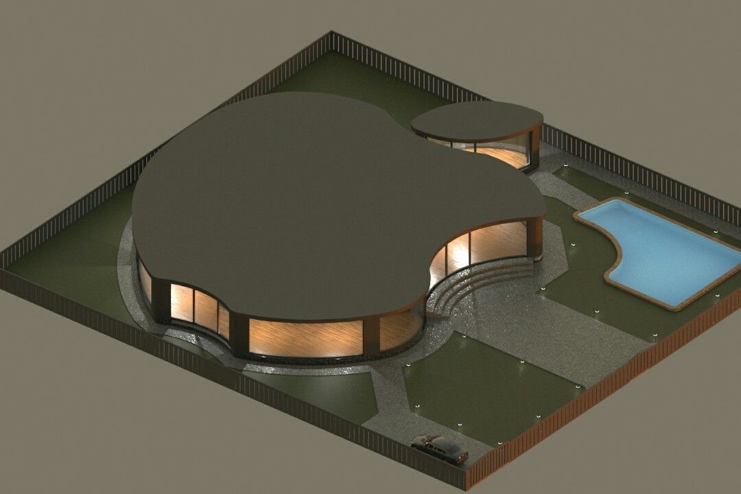 Hi-tech apple house 3D model_1