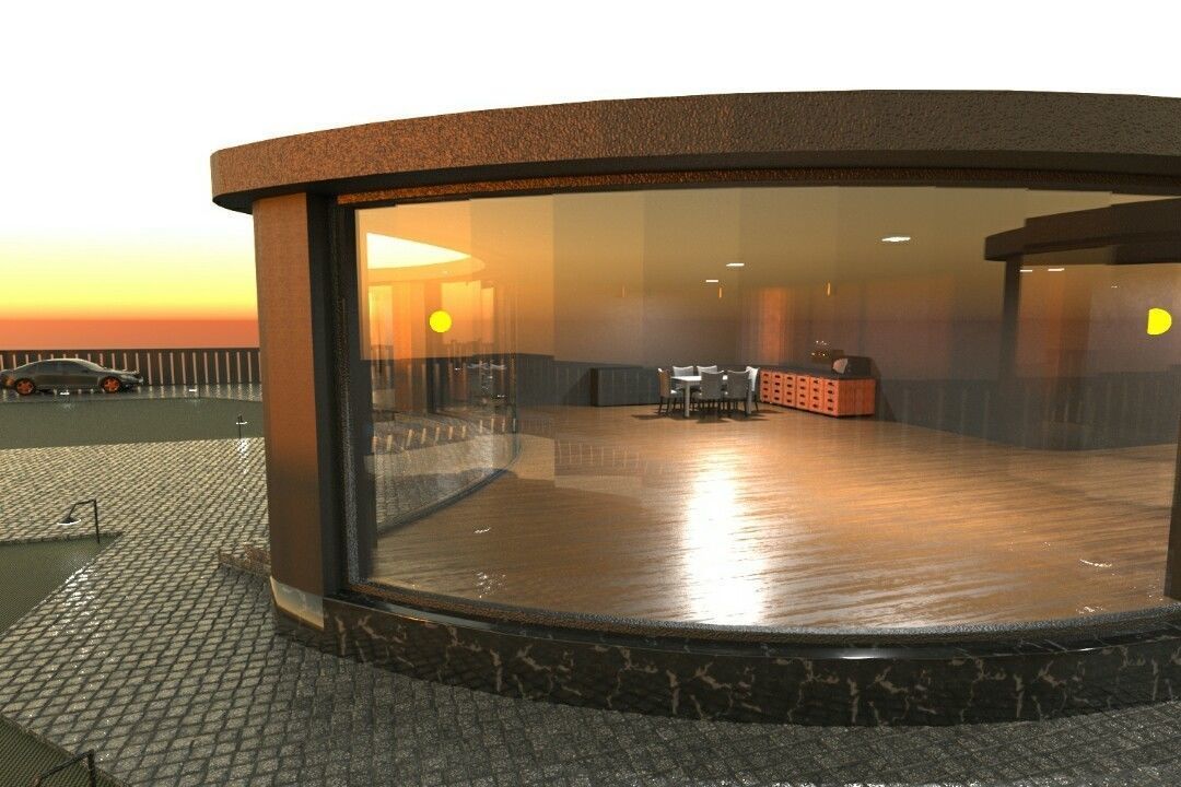 Hi-tech apple house 3D model_2