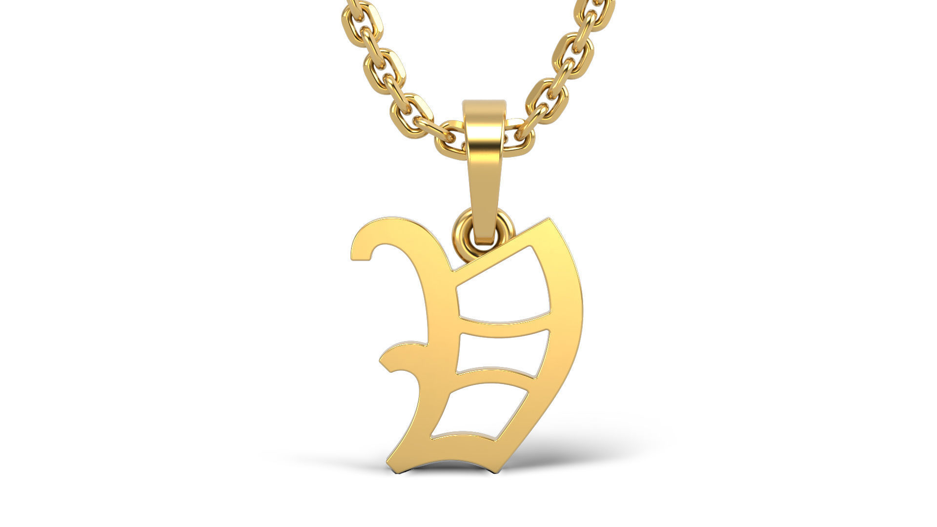 Old English V stone and solid V 2 3D print model_2