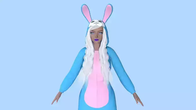 Girl kigurumi bunny Low-poly 3D model