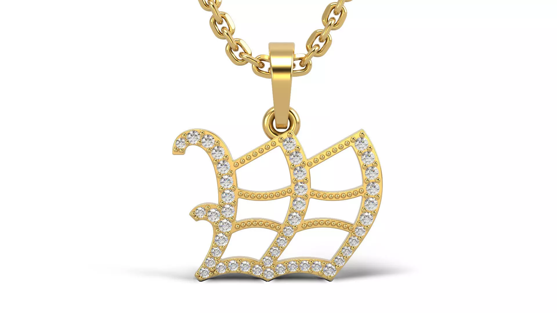 Old English W stone and solid V 2 3D print model_0