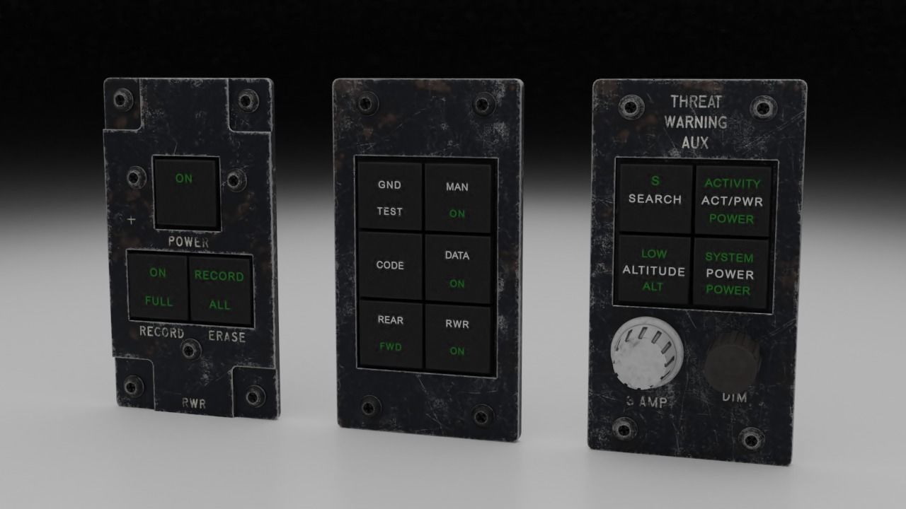 F16 Threat Warning Auxiliary Panel 3D model_2