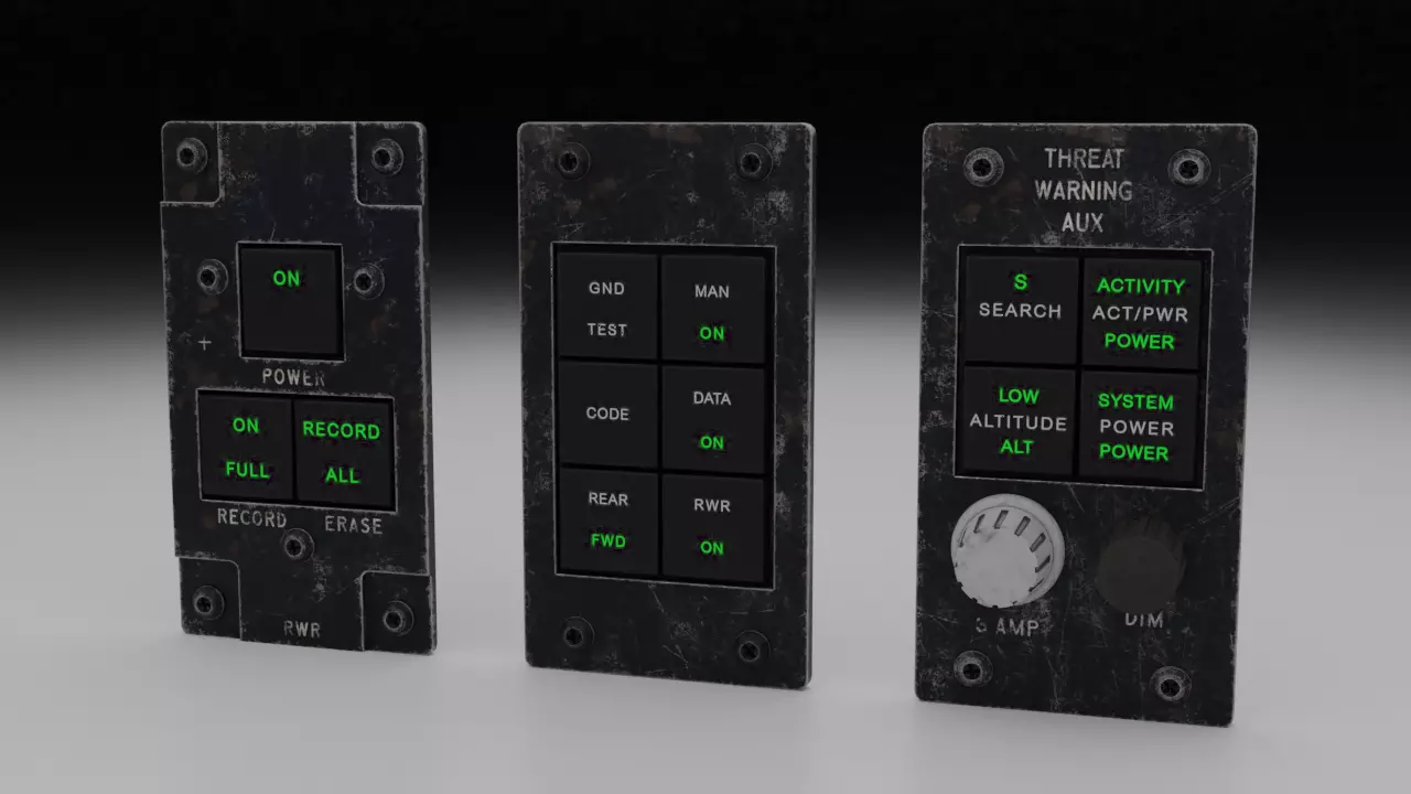 F16 Threat Warning Auxiliary Panel 3D model_0