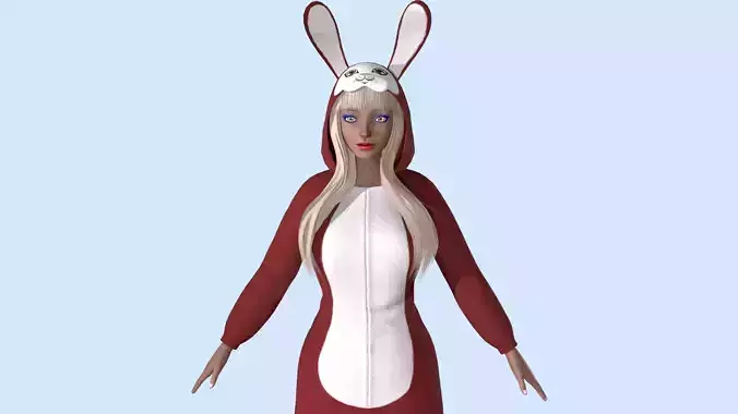 Girl kigurumi bunny 2 Low-poly 3D model