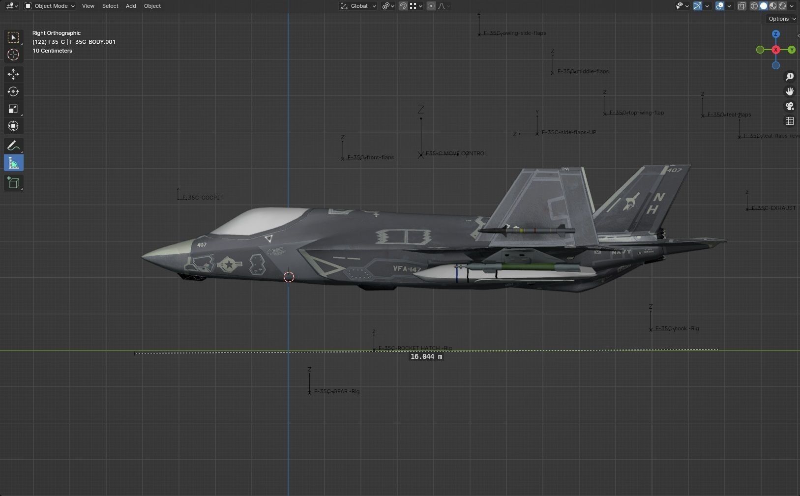 F35C Lightning II -Rigged - with high resolution cocpit Low-poly 3D model_22
