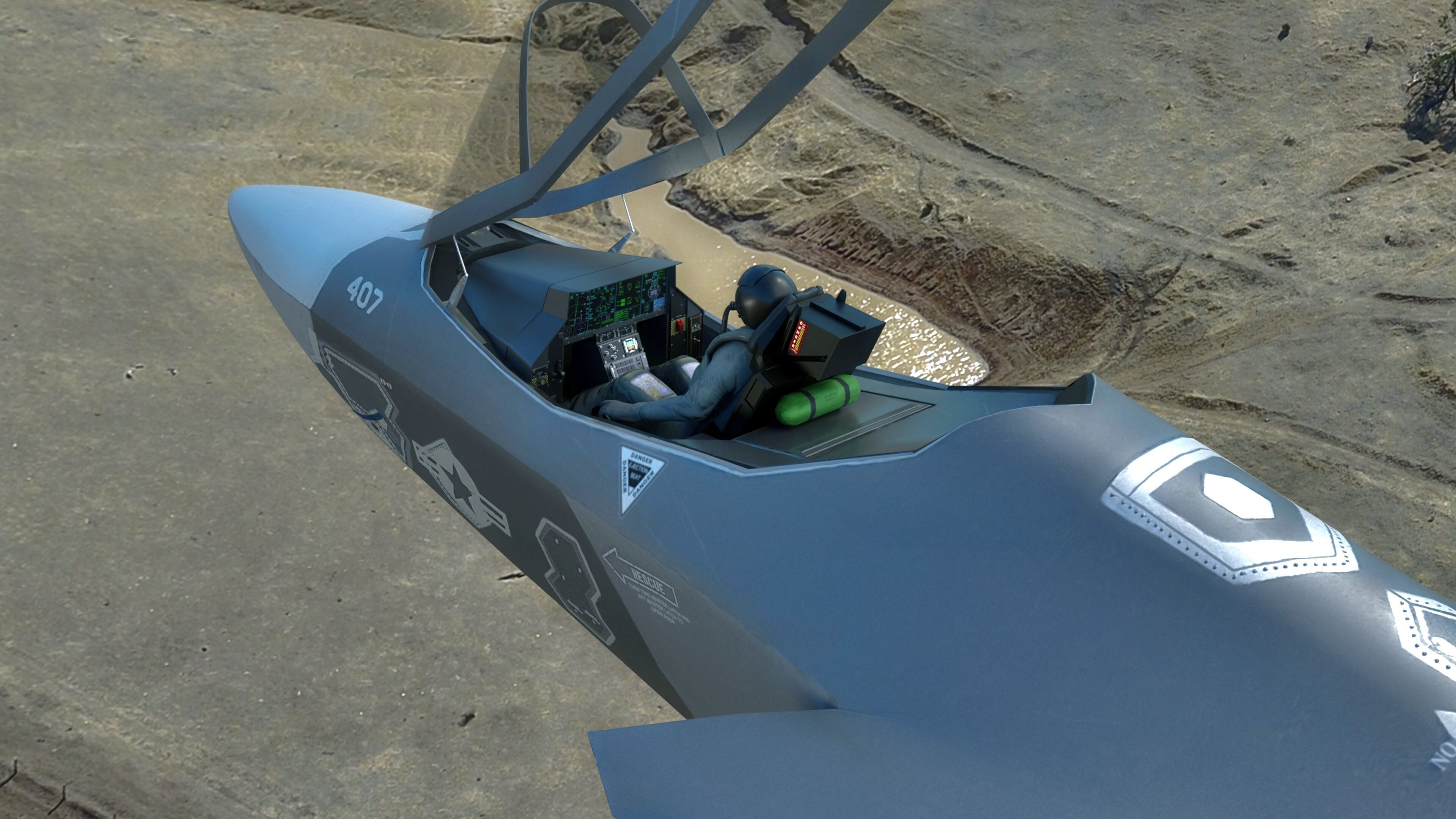 F35C Lightning II -Rigged - with high resolution cocpit Low-poly 3D model_17