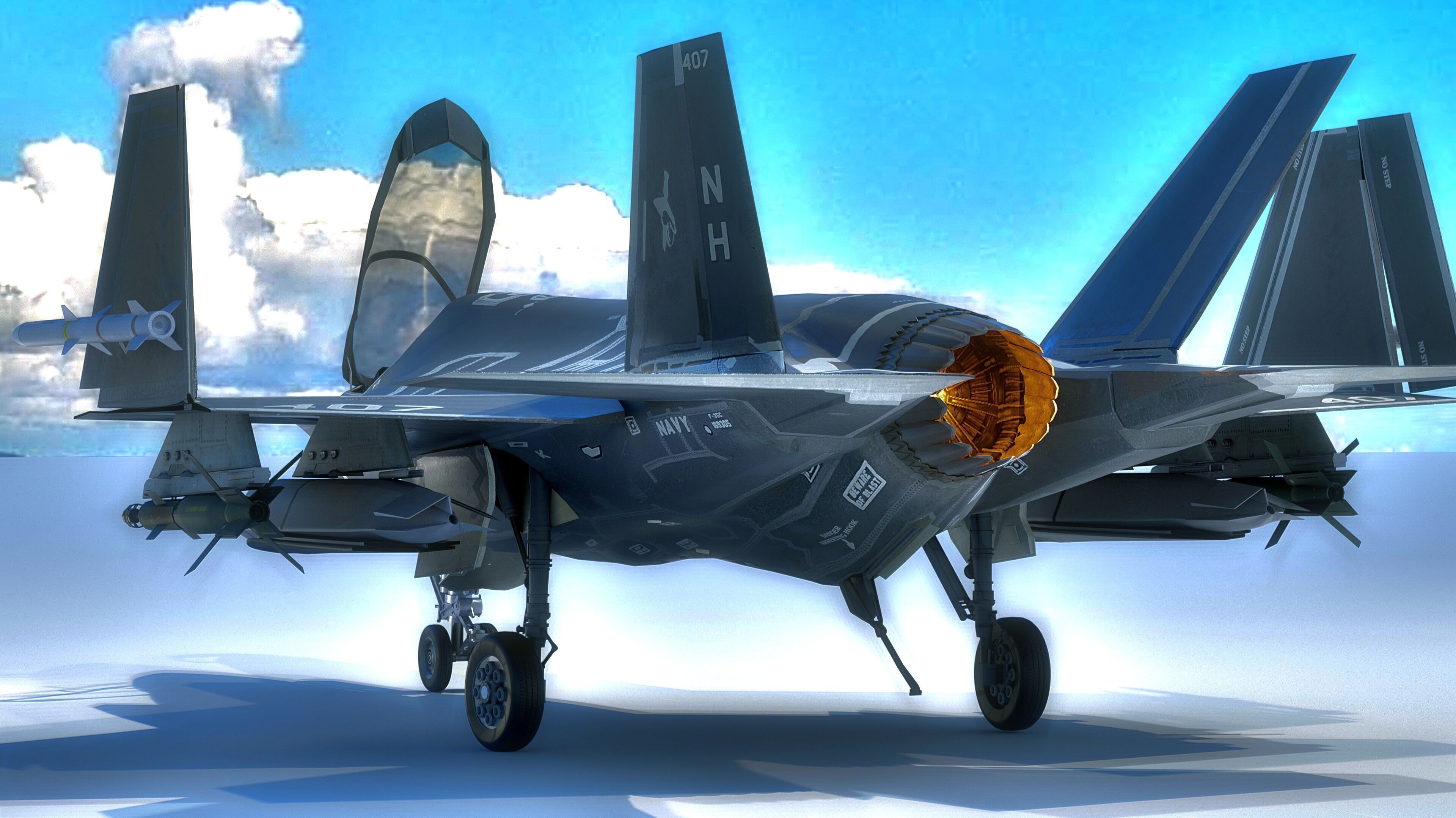 F35C Lightning II -Rigged - with high resolution cocpit Low-poly 3D model_15