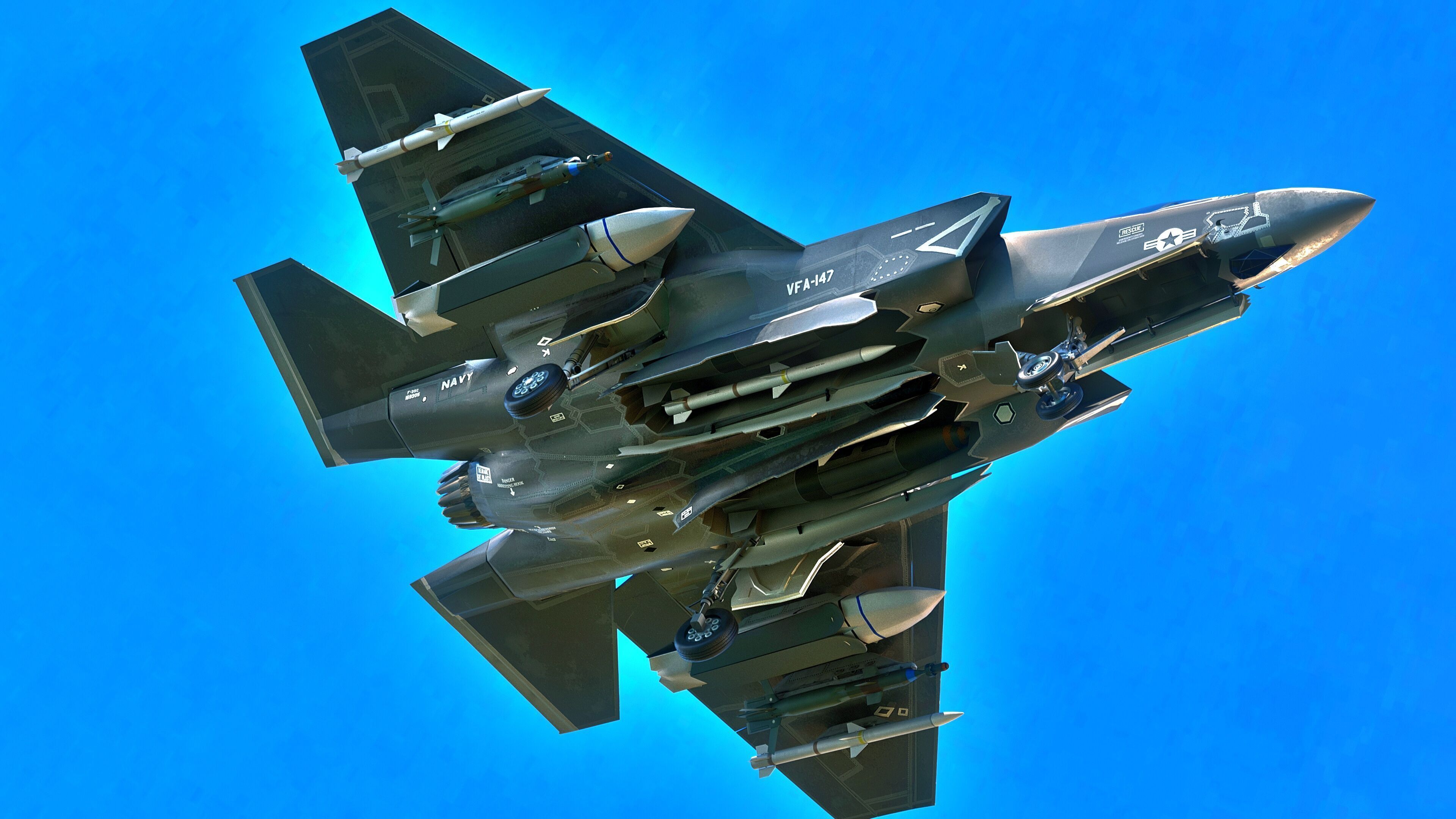 F35C Lightning II -Rigged - with high resolution cocpit Low-poly 3D model_12