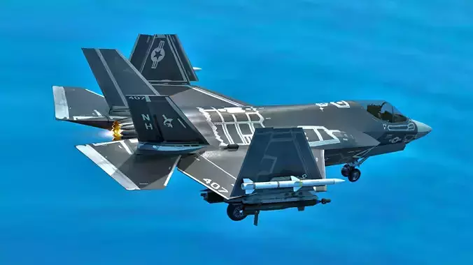 F35C Lightning II -Rigged - with high resolution cocpit Low-poly 3D model