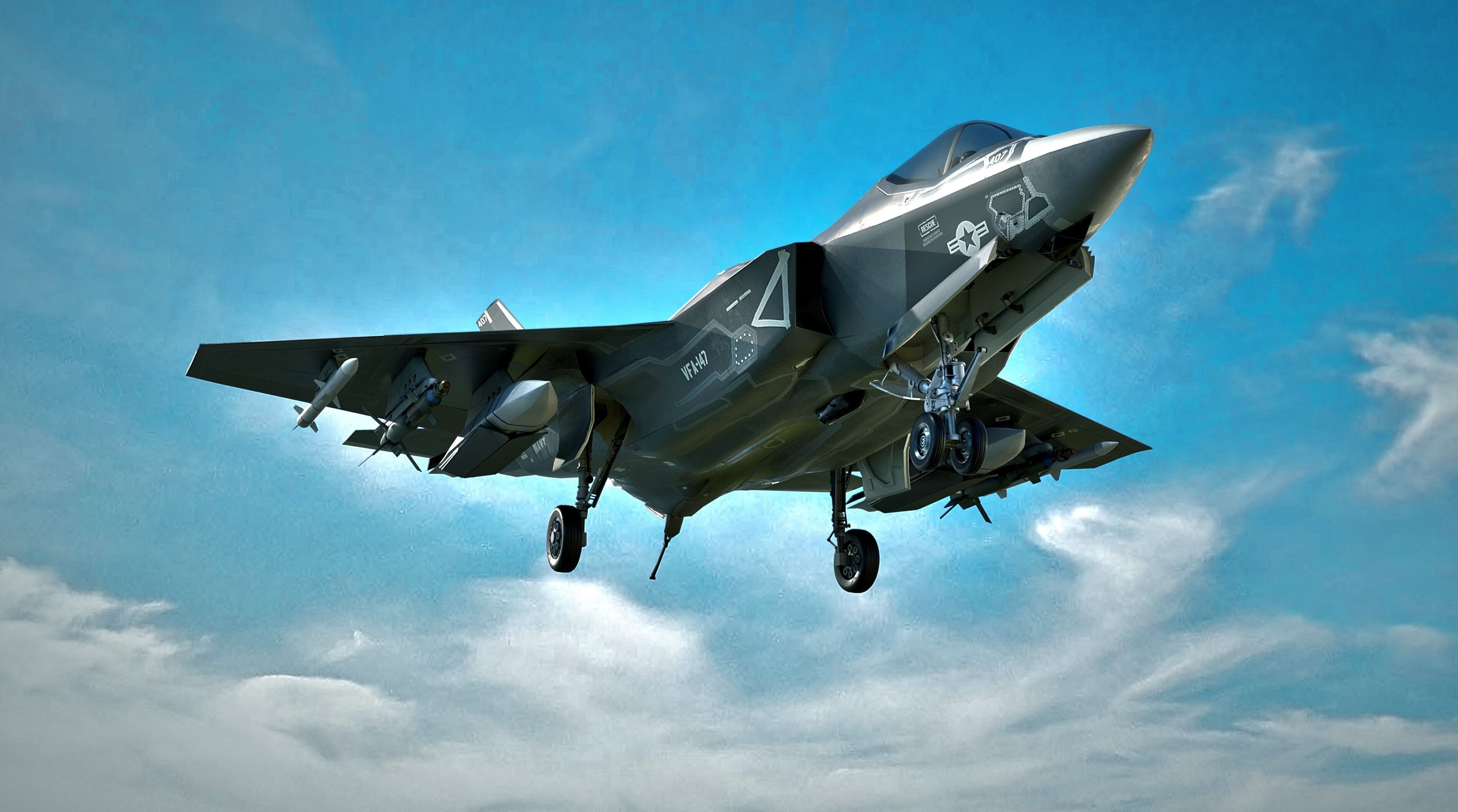 F35C Lightning II -Rigged - with high resolution cocpit Low-poly 3D model_7