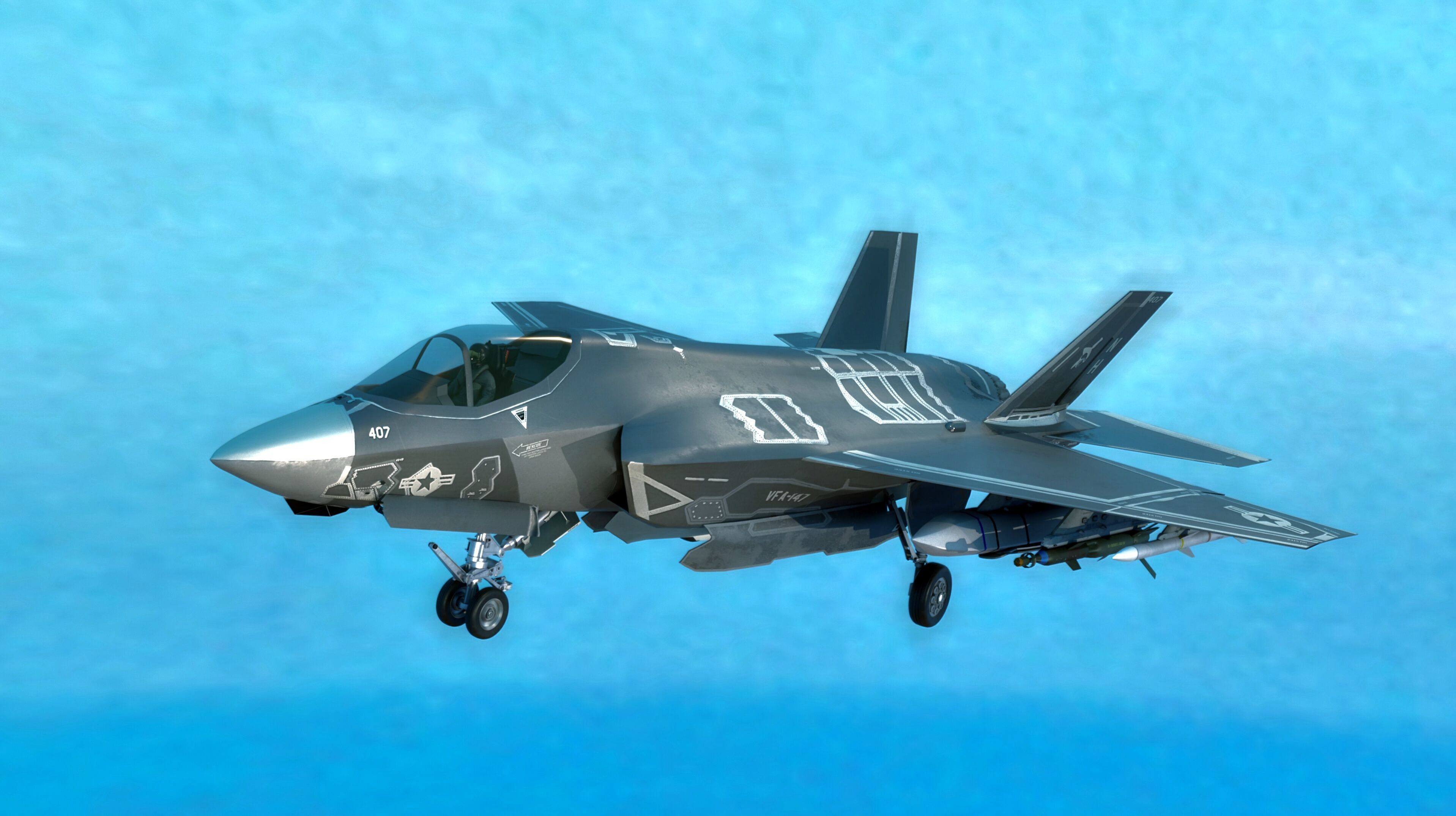 F35C Lightning II -Rigged - with high resolution cocpit Low-poly 3D model_6