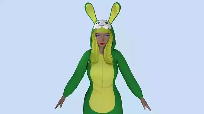 Girl kigurumi bunny 3 Low-poly 3D model