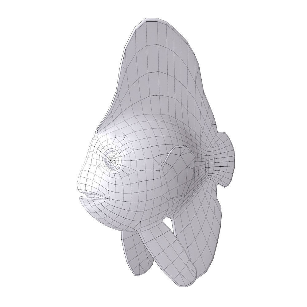 Red Aced Bat Animated Fish  Low-poly 3D model_9