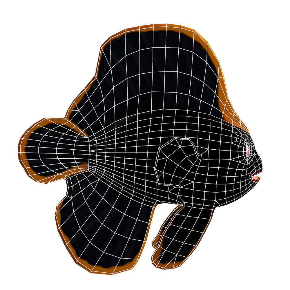 Red Aced Bat Animated Fish  Low-poly 3D model_5