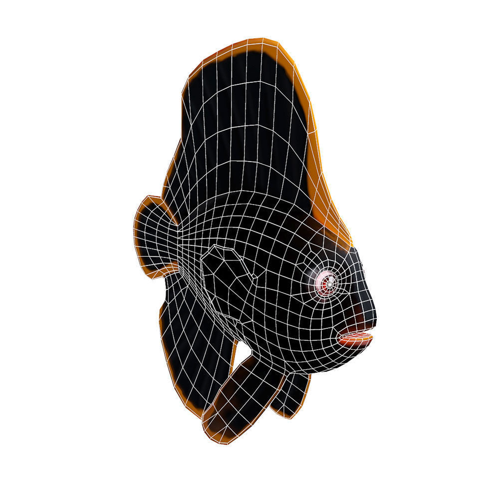 Red Aced Bat Animated Fish  Low-poly 3D model_4