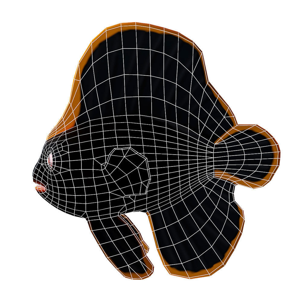 Red Aced Bat Animated Fish  Low-poly 3D model_6