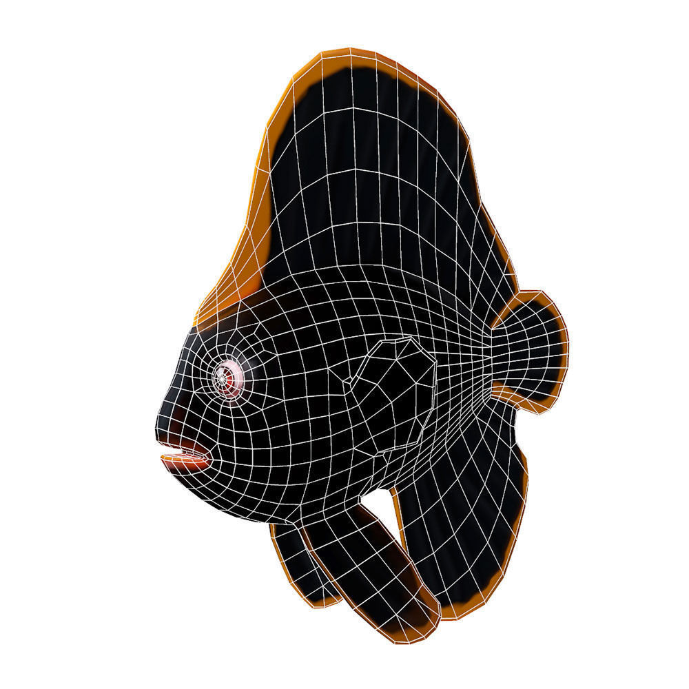 Red Aced Bat Animated Fish  Low-poly 3D model_7