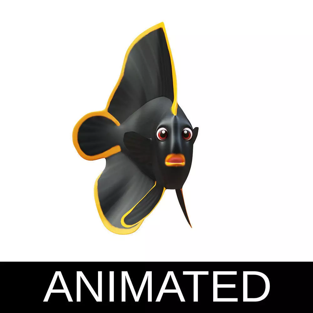 Red Aced Bat Animated Fish  Low-poly 3D model_0