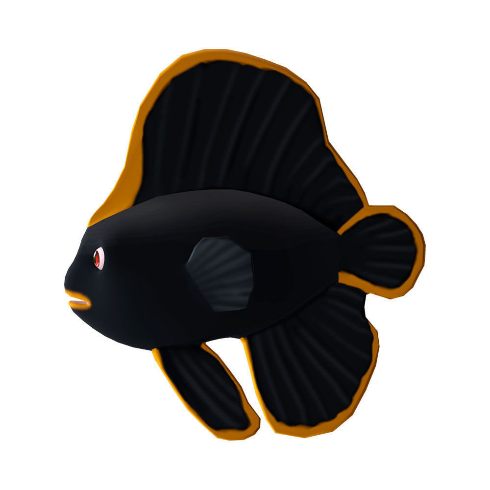 Red Aced Bat Animated Fish  Low-poly 3D model_1