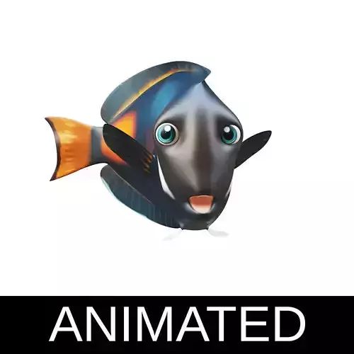 Achilles Tang Animated Fish  Low-poly 3D model