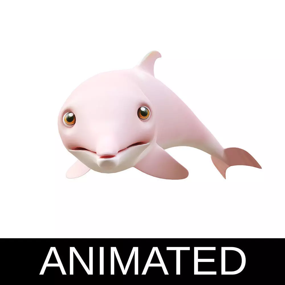 Amazon Pink Dolphin fish Animated  Low-poly 3D model_0