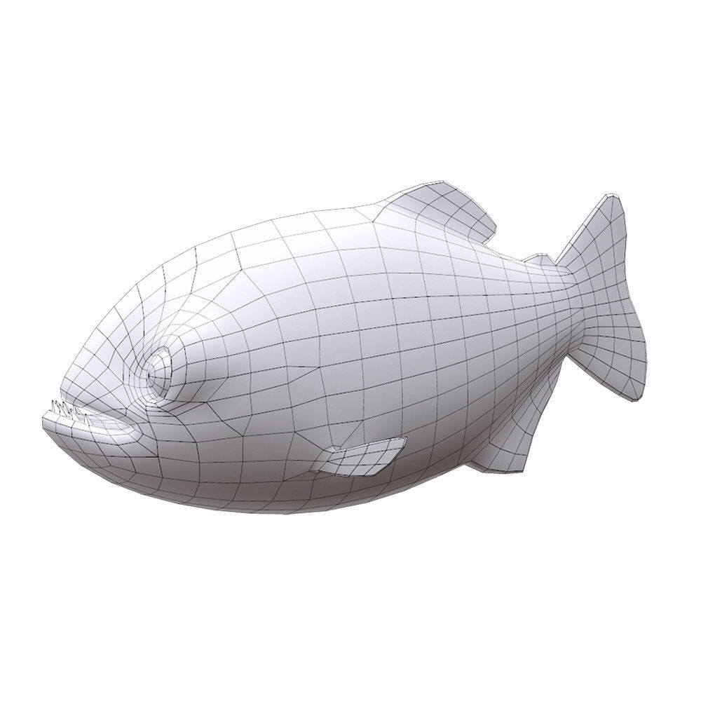 Red Piranha Animated Fish Low-poly 3D model_7