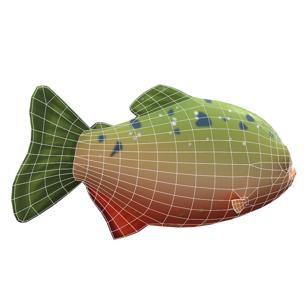 Red Piranha Animated Fish Low-poly 3D model_3
