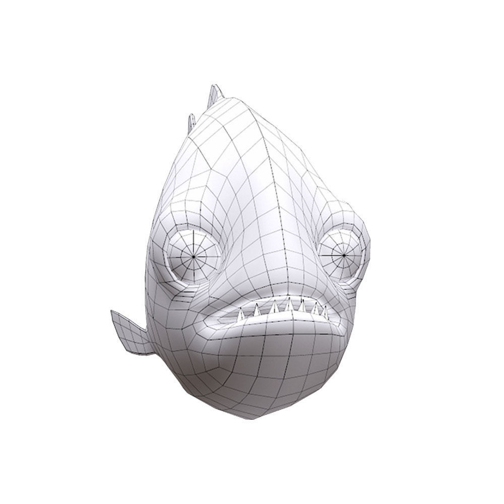 Red Piranha Animated Fish Low-poly 3D model_5