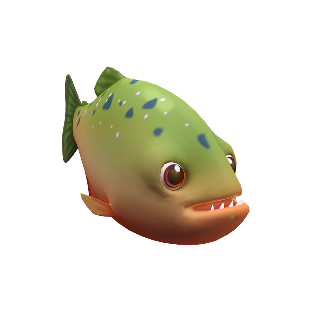 Red Piranha Animated Fish Low-poly 3D model_2