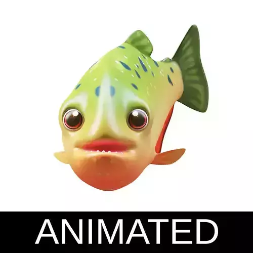 Red Piranha Animated Fish 