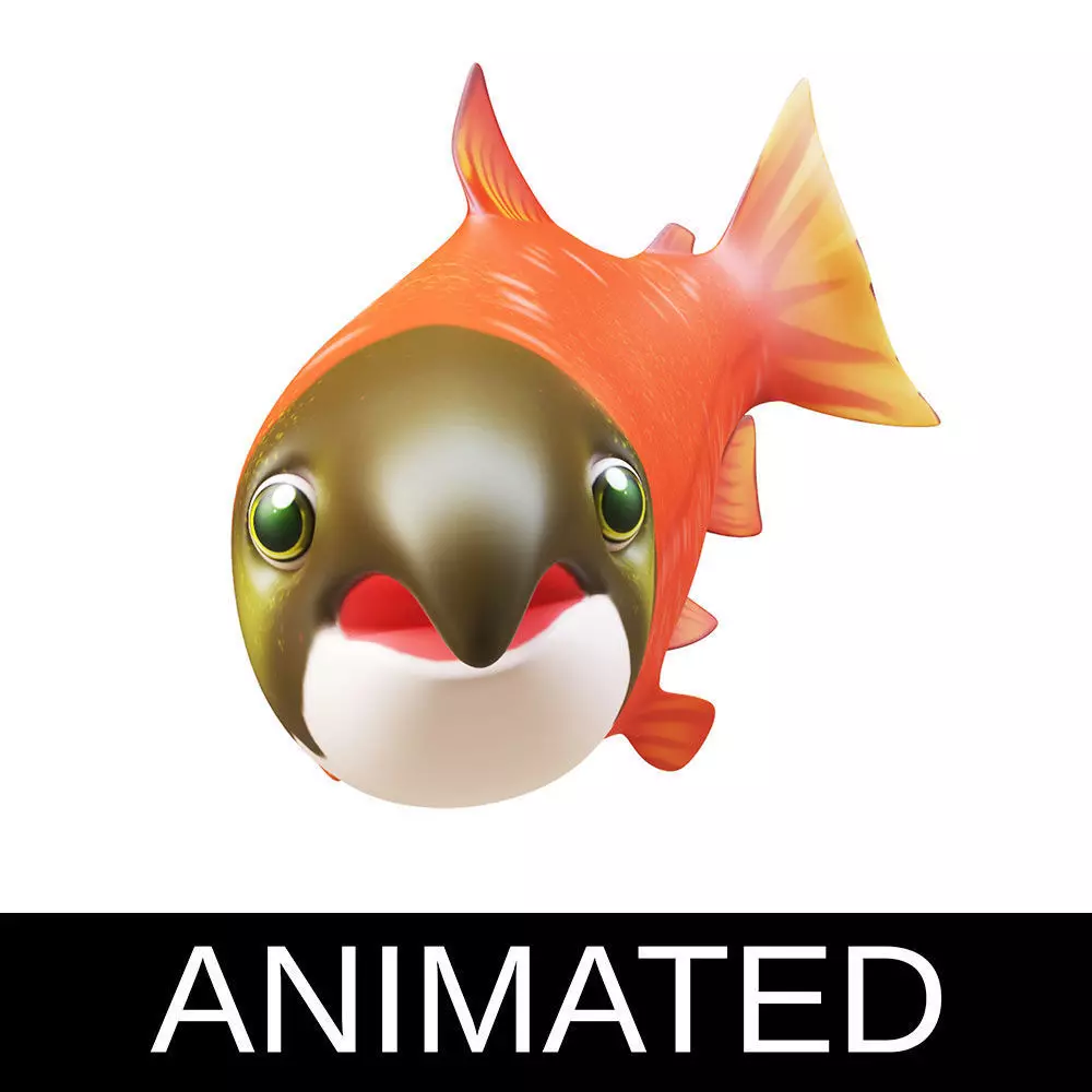 Chinook King Salmon fish Animated  Low-poly 3D model_0