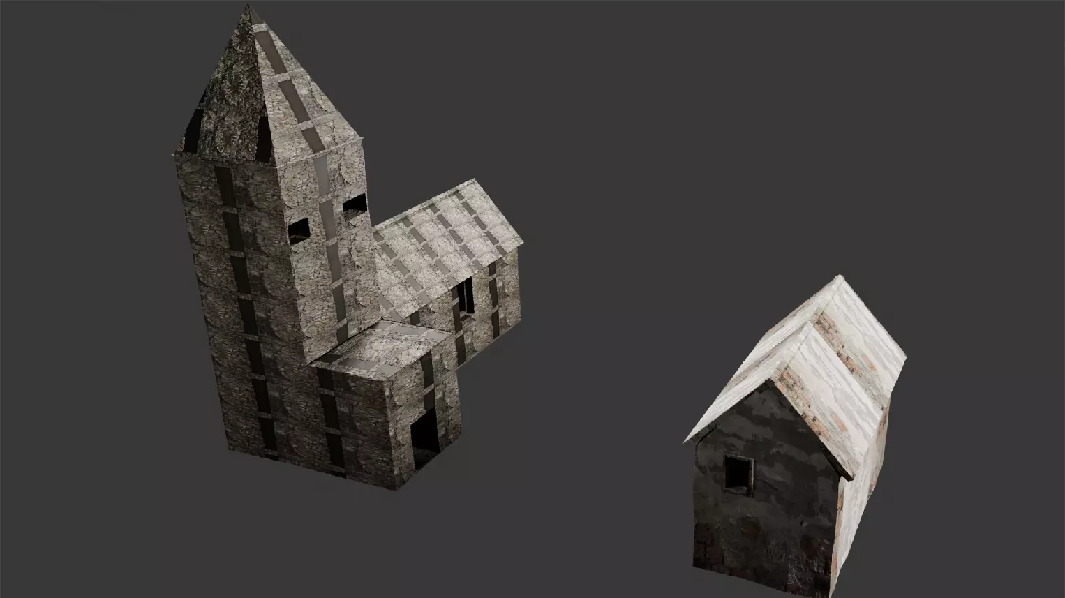 old church Low-poly 3D model_0