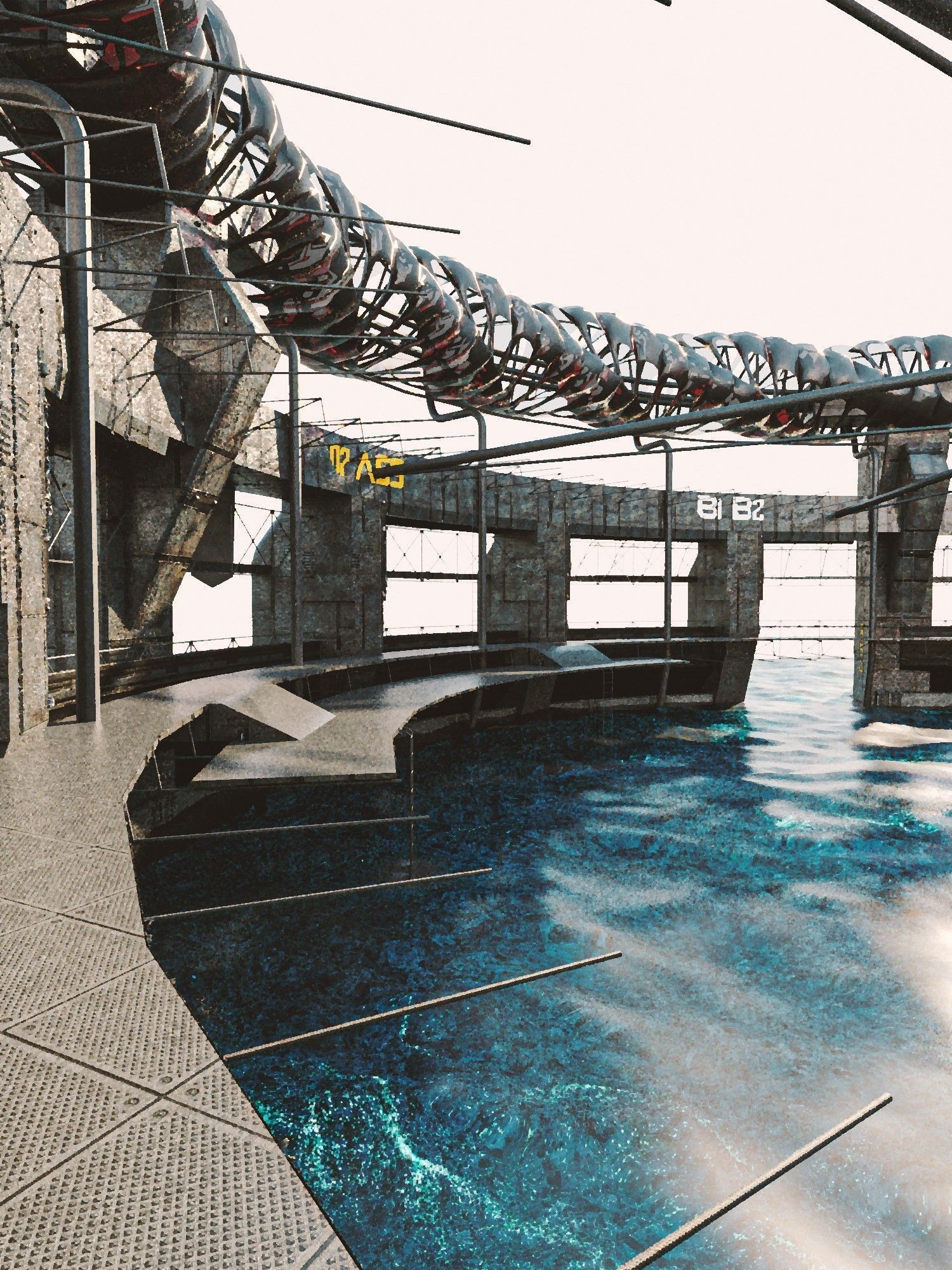 Ocean Castle Sci-fi  Low-poly 3D model_3