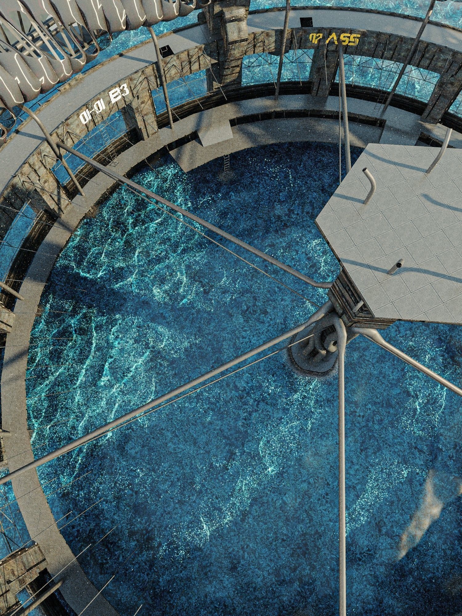 Ocean Castle Sci-fi  Low-poly 3D model_11